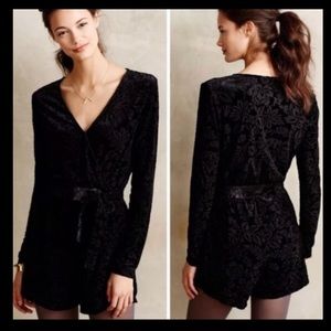 Anthropologie Saylor Burnout Velvet Romper